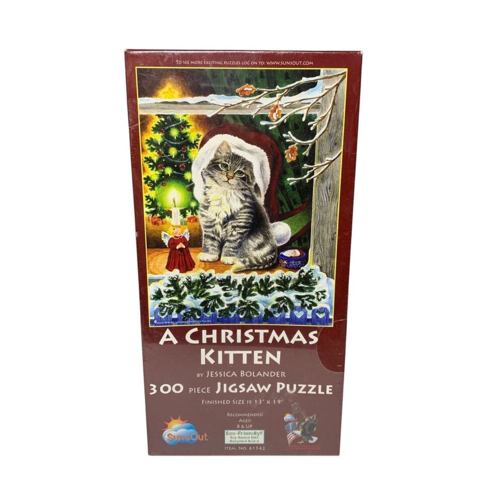 Sunsout A Christmas Kitten by Jessica Bolander 300 Piece Jigsaw Puzzle Christmas